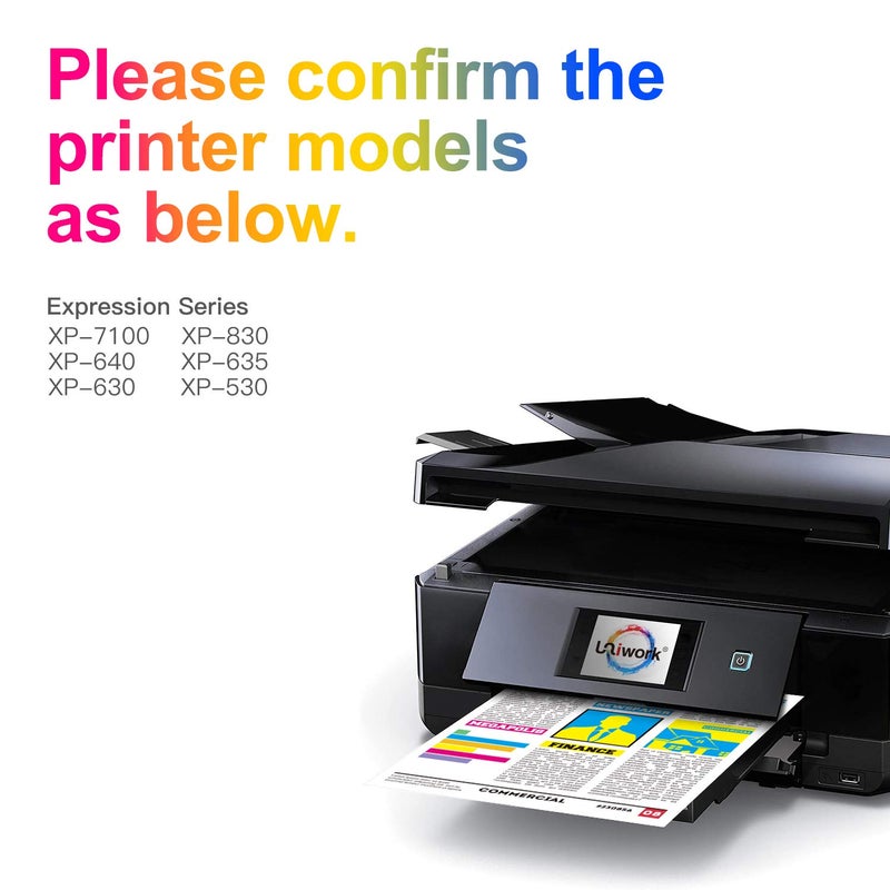 Uniwork Remanufactured 410XL Ink Cartridge Replacement for Epson 410XL 410 XL T410XL use for Expression XP-830 XP-640 XP-7100 XP-630 XP-530 XP-635 Printer Tray (Latest Upgraded Chip, 5 Pack) - Image 2